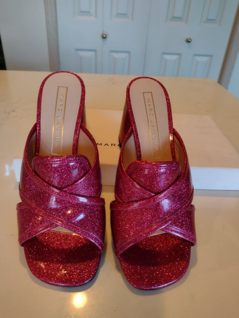 Marc Jacobs - Leather Pink Glitter Mule - Picture 2 of 4
